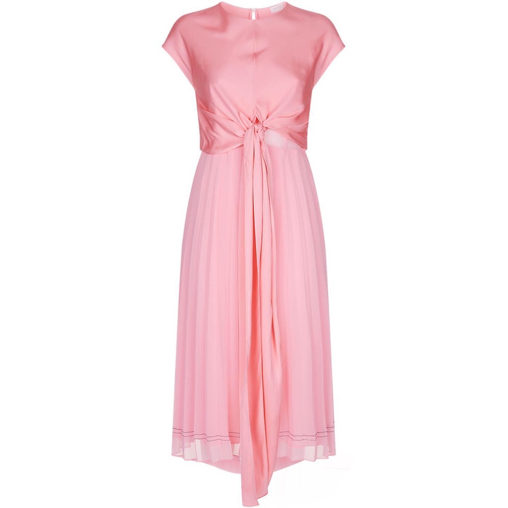 Sandro pink pleated wrap dress size 34